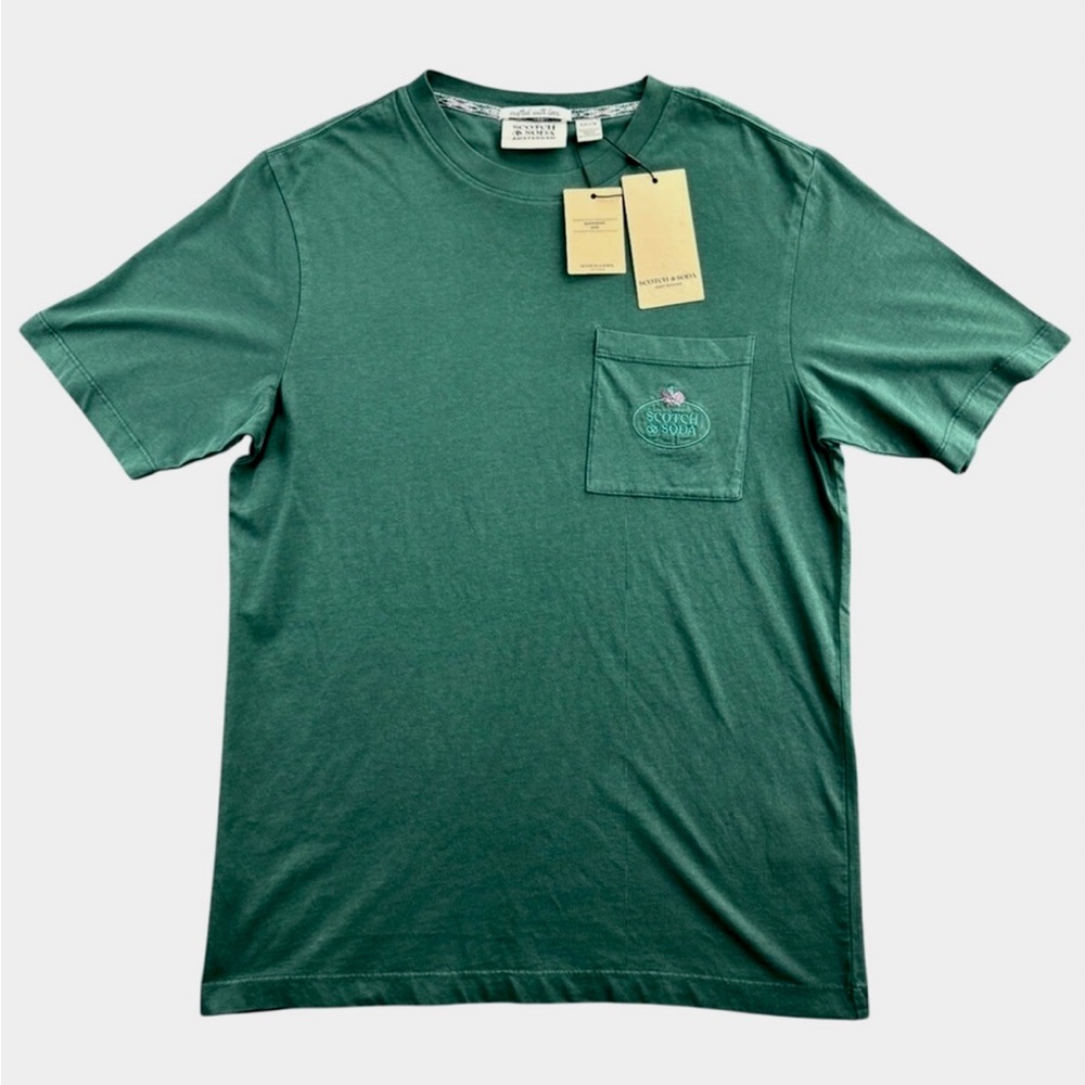 Scotch & Soda Forest Green Garement dye pocket Tee